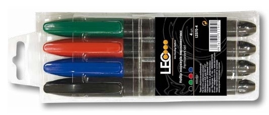Набор перманентных маркеров Leo L2370-04, 4 цвета